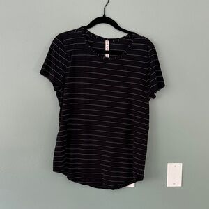 Lululemon Athletica Black and White Striped Tee